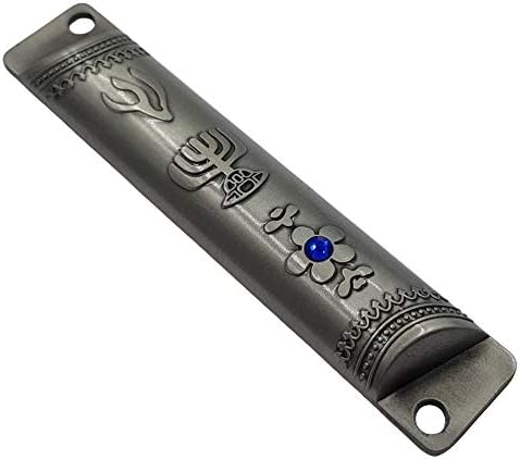 Set of 3 Pewter Mezuzah Cases with Scroll for Door