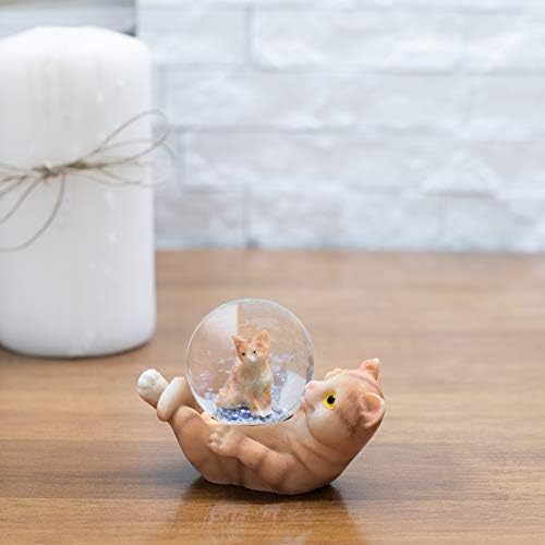 Elanze Designs Striped Tabby Cat and Kitten Snow Globe Figurine