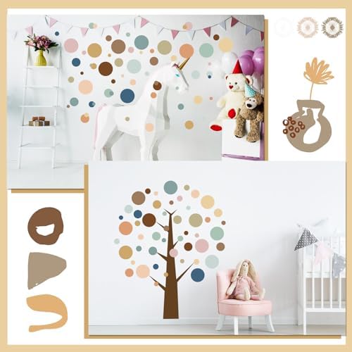 Zonon Boho Color Polka Dot Wall Decals for Kids Room Decor