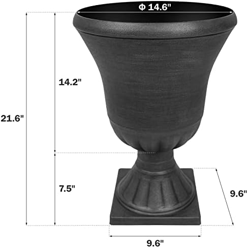Worth Garden 2-Pack Black Resin Planters with Drainage