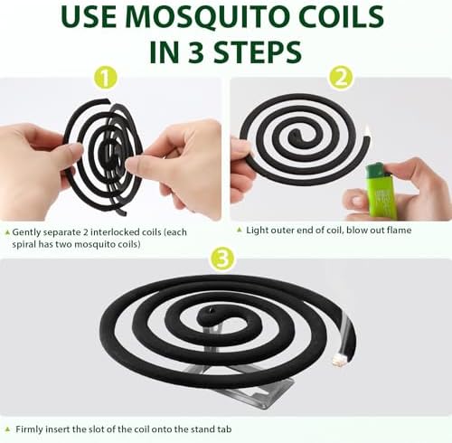 KICKOUTOR Natural Mosquito Repellent Coils 20PCS with 4 Stands for Outdoor Use