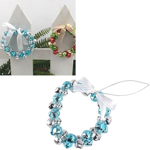 SUPVOX Silver Blue Christmas Jingle Bell Door Wreath