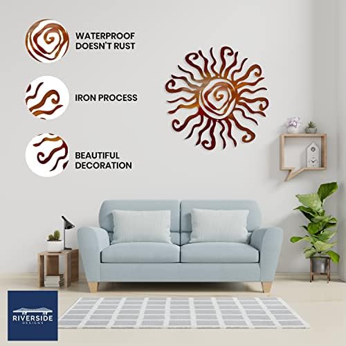 Wacky Sun Metal Wall Art Indoor Outdoor Decor - 12 Inch Copper Rust Proof Wall Sculpture Made in USA