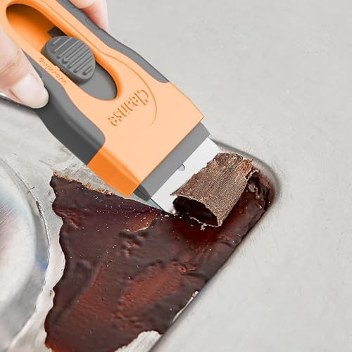 Razor Blade Scraper with 15 Extra Blades Multi-Surface Cleaning Tool for Glass Ceramic Cooktops Ovens and Stoves