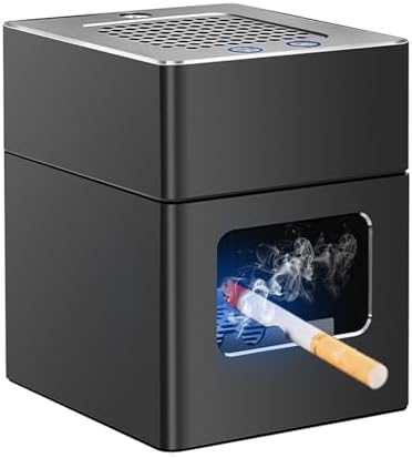 SHD Multifunctional Smokeless Ashtray with Cigarette Lighter and HEPA Filter - Black