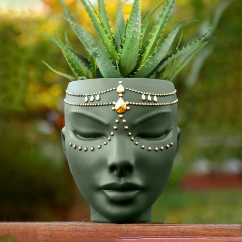Bossa Linda Head Planter - 7 Inch Green Serena Design