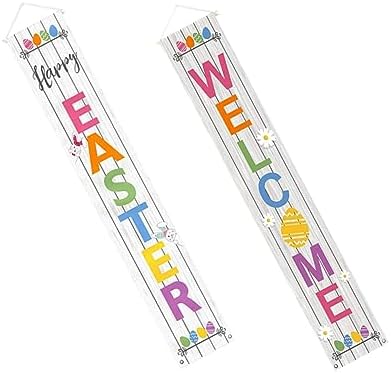 Easter Porch Sign Banner Door Decor Welcome Sign