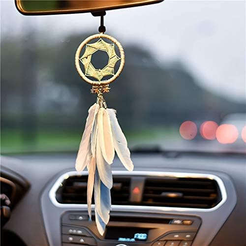 Dremisland Dream Catcher Car Rear View Mirror Pendant Charm with Pearl Ornament Blue Grey