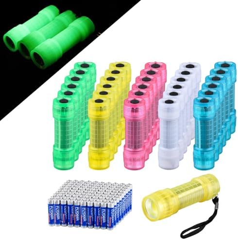 KunHe 30 Pack Glow in Dark Mini Flashlights With Batteries
