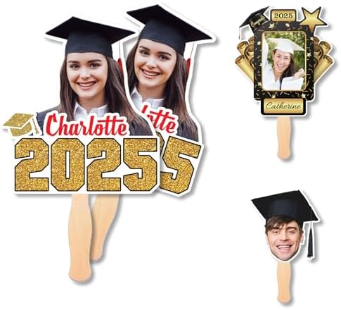 Personalized Graduation Fans with Photo Name Class of 2025 Funny Big Head Face Custom Cardboard Cutout with Handle