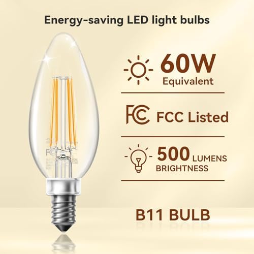 TJOY Dimmable LED Candelabra Bulbs 12Pack E12 Base