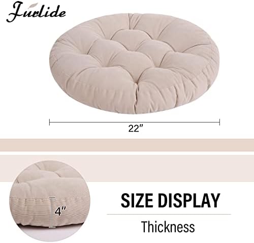 Tiita Round Chair Cushions 22x22 Inch Set of 2 Beige