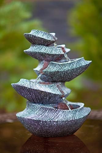 Modern Stone Tiers 14 Inch Fountain with LED Light