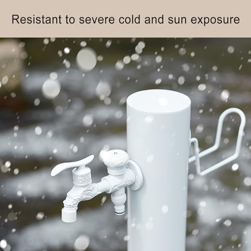 Outdoor Stainless Steel Water Column Fountain with Hose Hook and Double Outlets