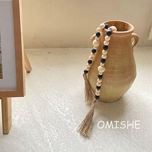 OMISHE Wooden Bead Garland with Tassels 61 Inches