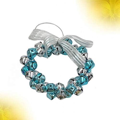 SUPVOX Silver Blue Christmas Jingle Bell Door Wreath