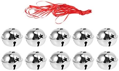 10pcs Silver Glitter Star Sleigh Bells for Christmas Decor