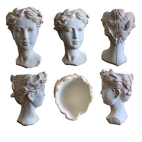 Greek Goddess Planter - Roman Style Female Head Bust Statue Pot