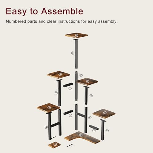 Corner Plant Stand Indoor 6 Tier Rustic Brown