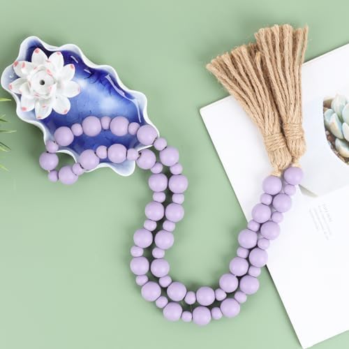 Yagoo Wood Bead Garland with Tassels Purple