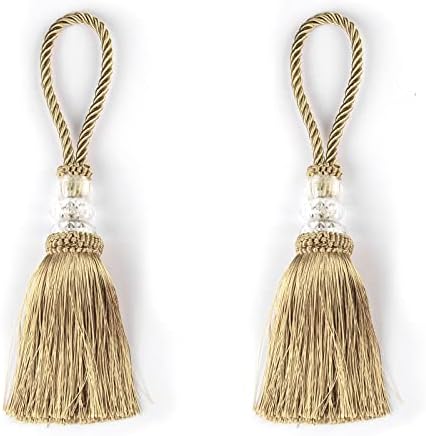 2 Pack Gold Tassel Key Tassel with Loops for Door Knob