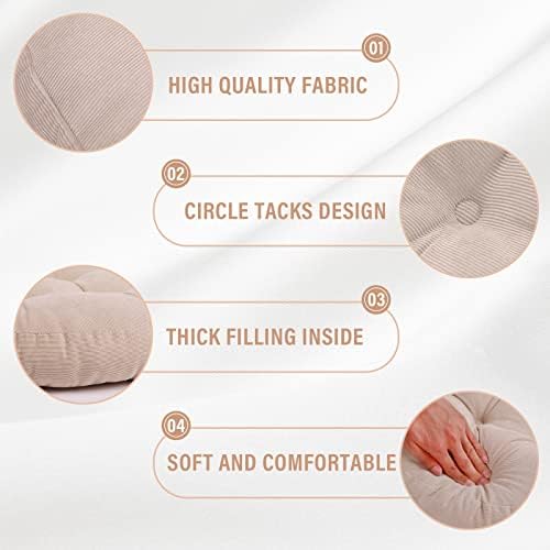 Tiita Round Chair Cushions 22x22 Inch Set of 2 Beige