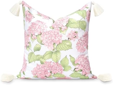 Hofdeco Premium Blush Pink Hydrangea Throw Pillow Cover 18x18
