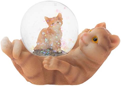 Elanze Designs Striped Tabby Cat and Kitten Snow Globe Figurine