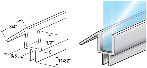 Prime-Line M 6258 Frameless Shower Door Bottom Seal - 36 Inch Clear Vinyl