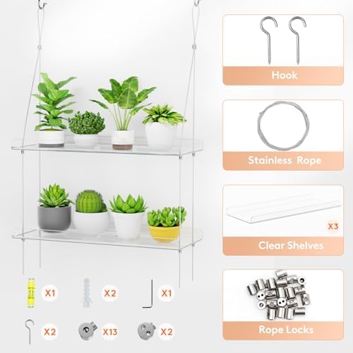 Lifewit 3-Tier Window Plant Shelf with Thread Lock