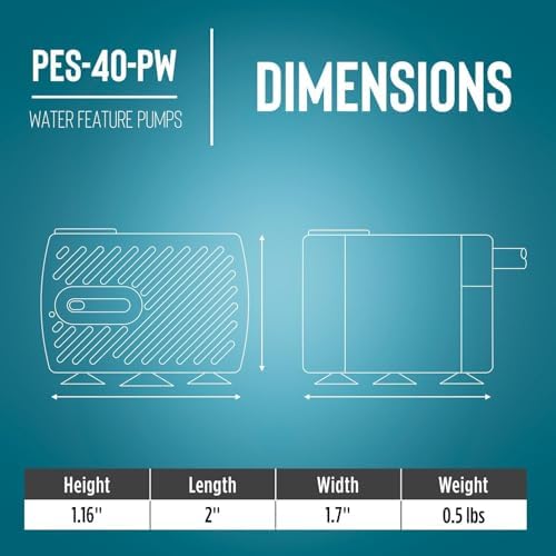 Little Giant PES-40-PW Fountain Pump with 6-Foot Cord and Flow Control Valve