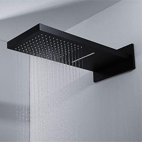 Black Thermostatic Rain Mixer Shower Combo Set with Concealed Mount and 2 Functions