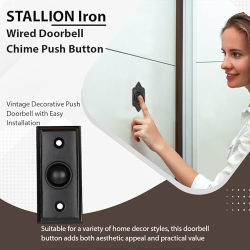 Vintage Decorative Doorbell Button Black Powder Coated