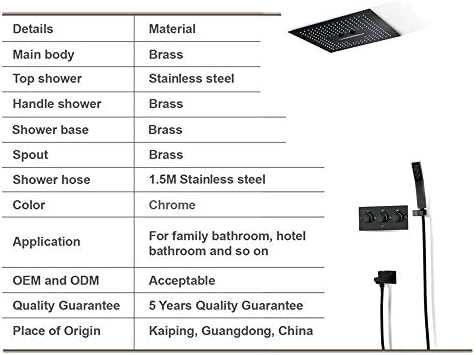 Black Concealed Shower Wall-Mounted Set with LED Control