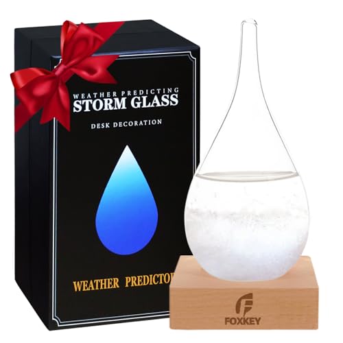 FOXKEY Storm Glass Weather Predictor Unique Drop-Shaped Weather Forecast Decor