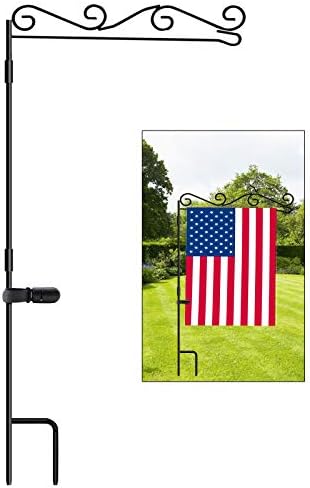 HOOSUN Garden Flag Stand 378 High Black Metal Pole Holder