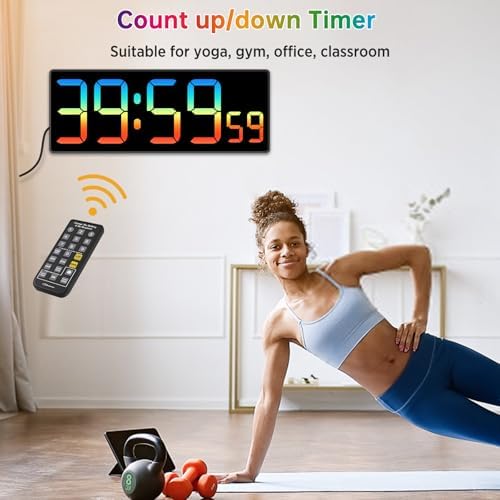 Soobest Digital Wall Clock with RGB Color and Remote Countdown Timer