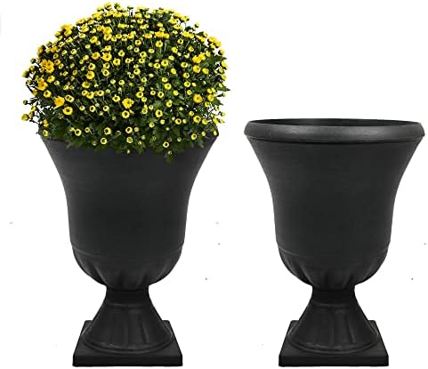 Worth Garden 2-Pack Black Resin Planters with Drainage