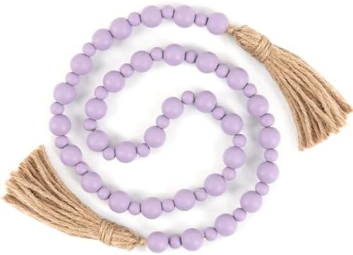 Yagoo Wood Bead Garland with Tassels Purple