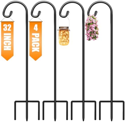 Gtongoko 32 Adjustable Matte Black Shepherd Hooks 4 Pack