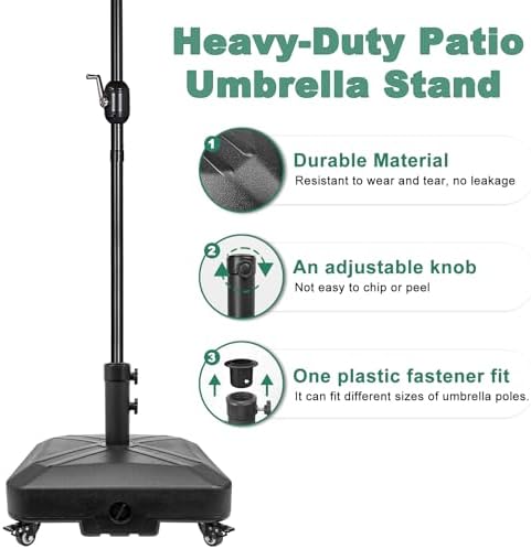 DZ4733 MS Heavy Duty Umbrella Base with Wheels Black