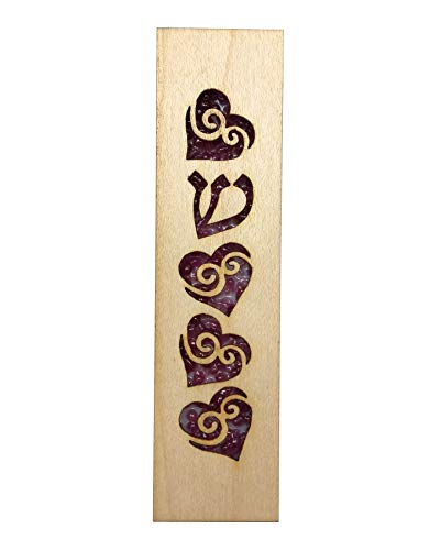 Maple Wood and Pink Fused Glass Mezuzah