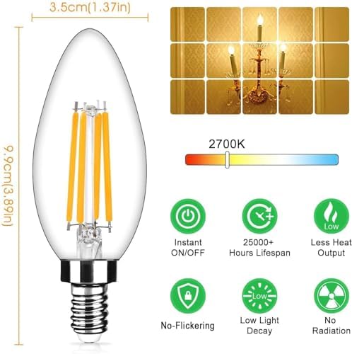 12-Pack Dimmable E12 LED Candelabra Bulbs 40Watt Equivalent