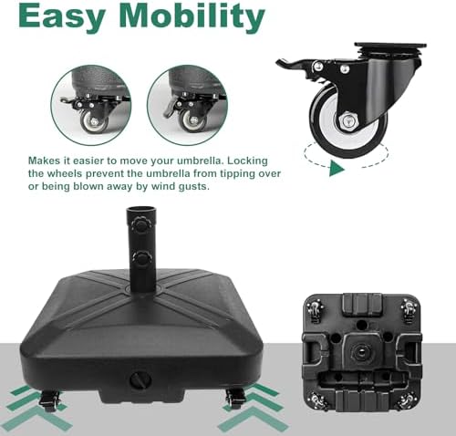 DZ4733 MS Heavy Duty Umbrella Base with Wheels Black
