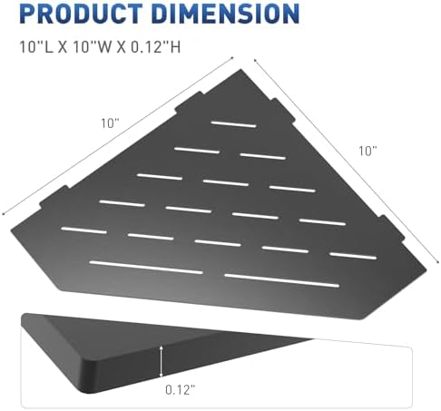 012 Inch Thick Black Corner Shower Shelf Set