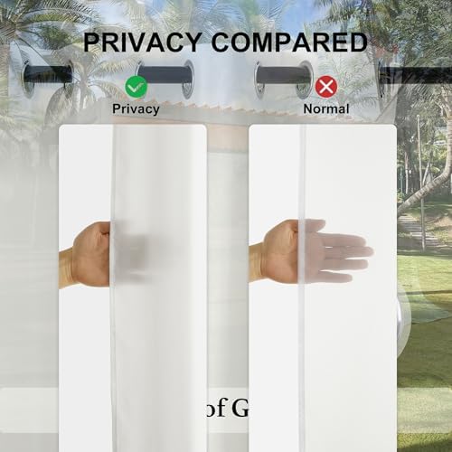 RYB HOME Non-See-Through Outdoor Sheer Curtains - 2 Panels Waterproof for Patio Porch White