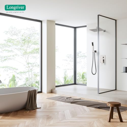 Longriver Shower Faucet Set - 12 Inch Rainfall Shower Head with Handheld Spray