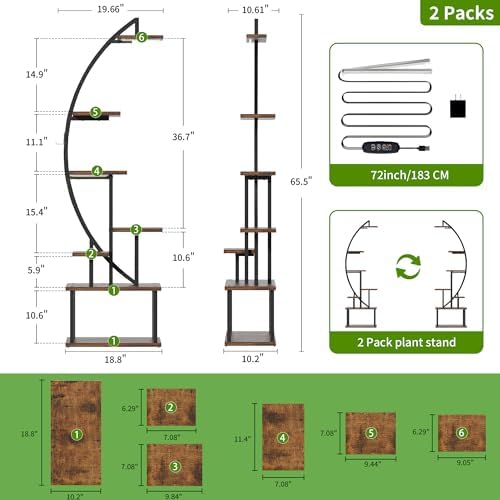 BACEKOLL Plant Stand with Grow Lights 2 Pack 7 Tiered