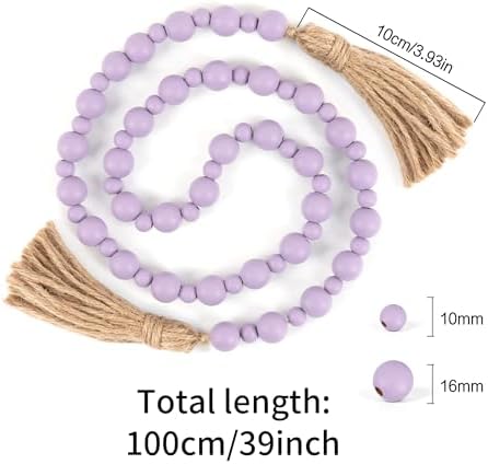 Yagoo Wood Bead Garland with Tassels Purple