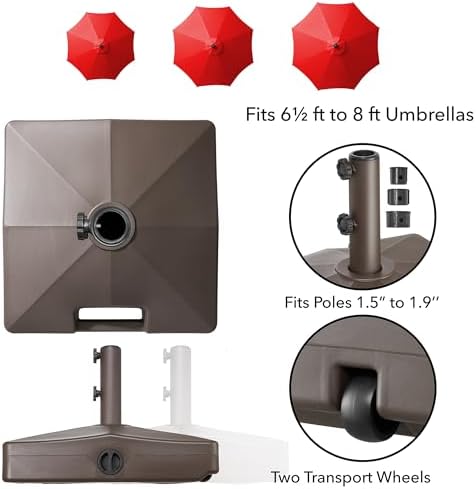 Casafield Heavy Duty Patio Umbrella Base with Handle - Brown